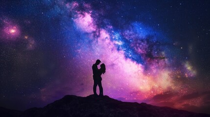 A couple sharing a romantic moment under a starry sky, their love shining brighter than any constellation.