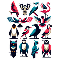Fototapeta premium Avian Artistry: Abstract Bird Vector Design Elements for Creative Expression