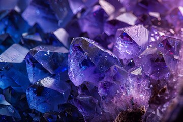 Close-Up of Iolite Crystals with Vibrant Blue-Violet Aura