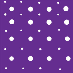 Purple background with white polka dots. Seamless polka dot pattern. Vector background. Texture for printing, textiles, fabrics, packaging.
