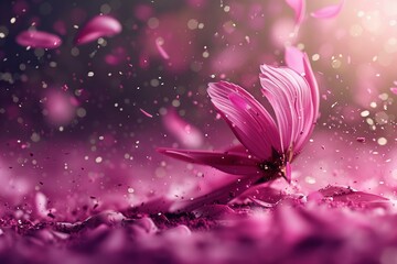 Magenta Flower Petal in Dreamy Pink Dust Effect