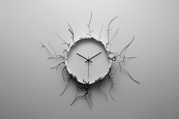 Shattered Clock, Tangled Hands on White