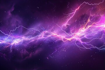 Stunning Purple Lightning in a Starry Night Sky