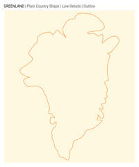 Greenland plain country map. Low details. Outline style. Shape of Greenland. Vector illustration.