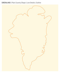 Greenland plain country map. Low Details. Outline style. Shape of Greenland. Vector illustration.