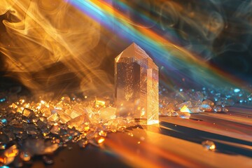Mystical Quartz Crystal With Colorful Light Refraction