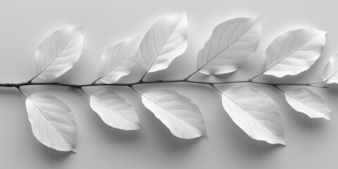 Light background with white leaves, eco concept