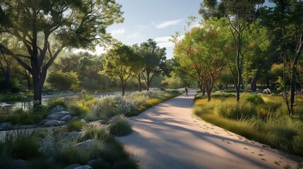 Obraz premium A network of greenways connecting parks and natural areas, providing corridors for wildlife and recreational opportunities for people.