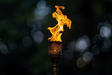 Captivating Flame in Artistic Torch Against Dark Background