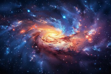 Stunning Cosmic Galaxy Swirling With Vibrant Colors and Stars