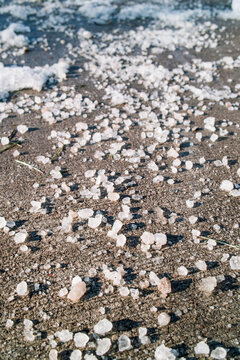 Rock salt on pavement