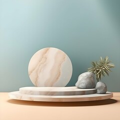 luxury colourful tropical marble elegant Platform podium background shapes and curtains Geometric product show
