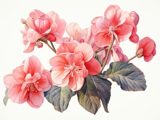 Begonia watercolor style isolated on white background