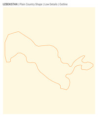 Uzbekistan plain country map. Low Details. Outline style. Shape of Uzbekistan. Vector illustration.