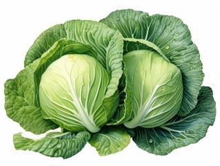 Cabbage watercolor style isolated on white background