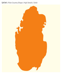 Qatar plain country map. High details. Solid style. Shape of Qatar. Vector illustration.