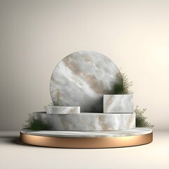 luxury colourful tropical marble elegant Platform podium background shapes and curtains Geometric product show