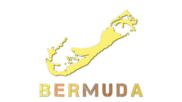 Bermuda map with paper regions. Animated island map growing from regions and title letters falling down. Charming 4K animation.