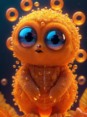 Cute Orange Alien.Generated by AI