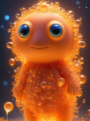 Cute Orange Alien.Generated by AI