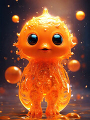 Cute Orange Alien.Generated by AI