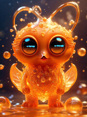 Cute Orange Alien.Generated by AI
