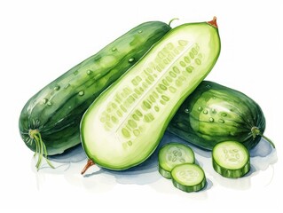Cucumber watercolor style isolated on white background