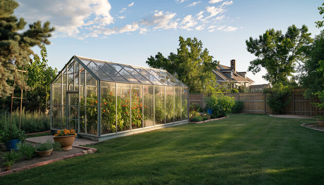 Greenhouse in backyard 