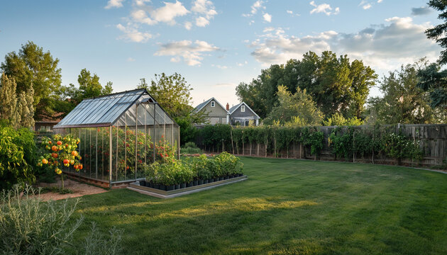 Greenhouse in backyard 