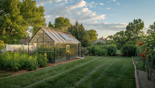 Greenhouse in backyard 