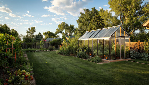 Greenhouse in backyard 