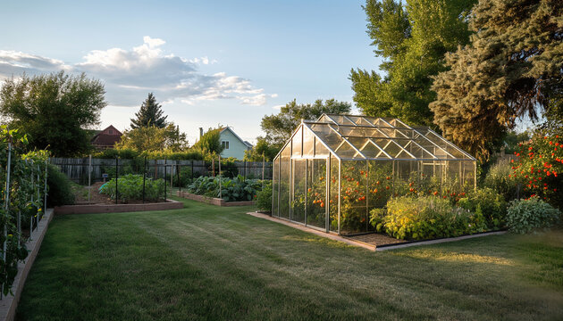 Greenhouse in backyard 