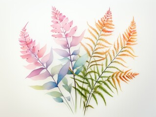 Foxtail fern watercolor style isolated on white background