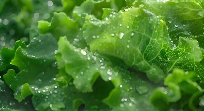 Enhancing freshness and texture: Macro shot of salad with water droplets. Concept Food Photography, Macro Photography, Freshness, Texture, Food Styling