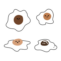 Whimsical Sunny Side Up Vector: Minimalist Food Illustration with Emoticon | Creative Projects