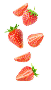 Cut strawberries levitation cut out