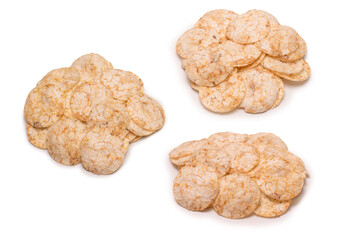 Rice chips isolated on white background.