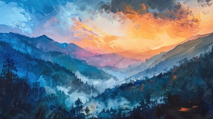 Shimla artwork for wall painting and sunset scenary
