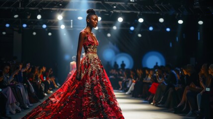 Fototapeta premium Fashion designer showcasing their latest collection on the runway