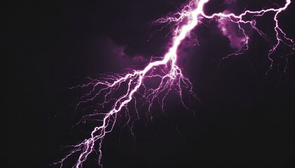 abstract purple thunder lightnings against black sky background storm weather backdrop