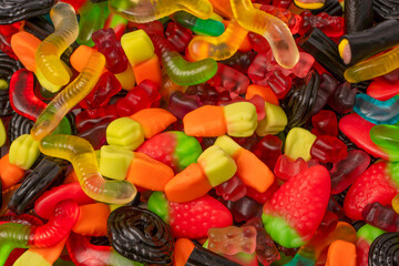 Assorted colorful gummy candies. Jelly  sweets.