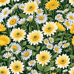 Fototapeta premium Illustrate the Beauty of Nature: A Close-Up Floral Arrangement in a Blooming Meadow