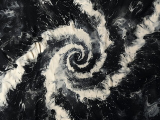 Arrière-plan abstrait, motif teinture, tye and dye blanc et noir, tourbillon, spirale ou vortex, 90s - obrazy, fototapety, plakaty