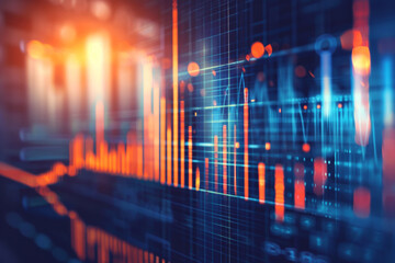 Stock market or trading graph and candlestick chart, financial investment concept. Economy trends, abstract finance background.