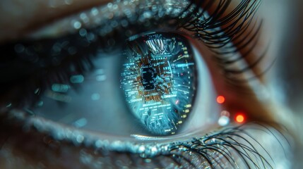 A big brother electronic eye concept, global surveillance, and computer security technologies - obrazy, fototapety, plakaty