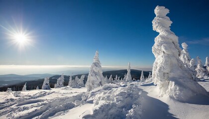 a beautiful winter in the karkonosze mountains heavy snowfall created an amazing climate in the mountains poland lower silesia voivodeship