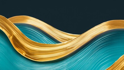 abstract gold waves with blue aqua teal yellow isolated textured flowing layers wavy modern art...