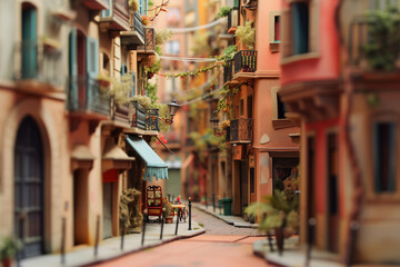 Miniature of a street in Barcelona, Catalonia, Spain