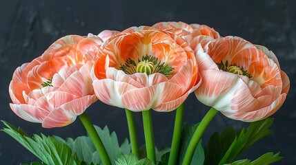   A photo of close-up flowers in a vase with water on their petals