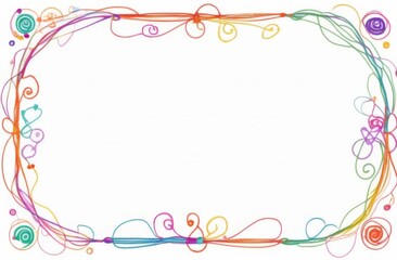 Obraz premium Text frame on a white sheet of paper, colorful frames, birds, balls, berries, threads